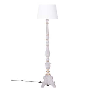 60 in. Distressed White Gold Floor Lamp