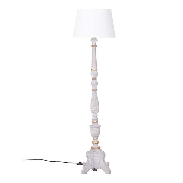 Distressed White Gold Floor Lamp 37145t, Resin Floor Lamps Uk