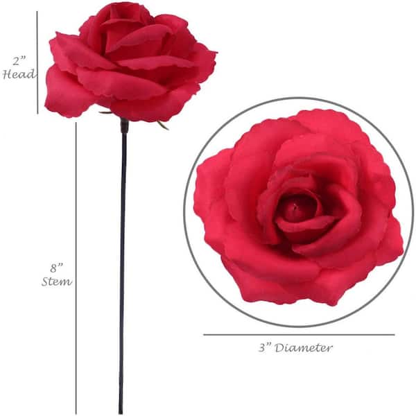 Larksilk 8 in. Artificial Dark Pink Silk Rose Flower Picks (50 Pack), Floral Home by Artificial Flowers
