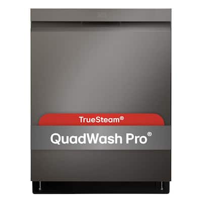 24 in. PrintProof Black Stainless Steel Top Control Smart Dishwasher with QuadWash Pro, Dynamic Dry and TrueSteam