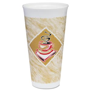 Cafe G 20 oz. Brown/Red/White Disposable Foam Cups Hot/Cold Drinks (500/Carton)