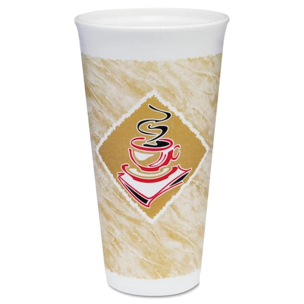 DART Cafe G 20 oz. Brown/Red/White Disposable Foam Cups Hot/Cold Drinks  (500/Carton) DCC20X16G - The Home Depot