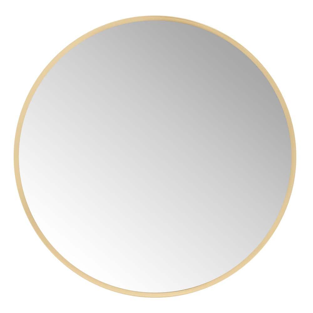 Nelson Round Gold Metal Frame 30" Wall Mirror
