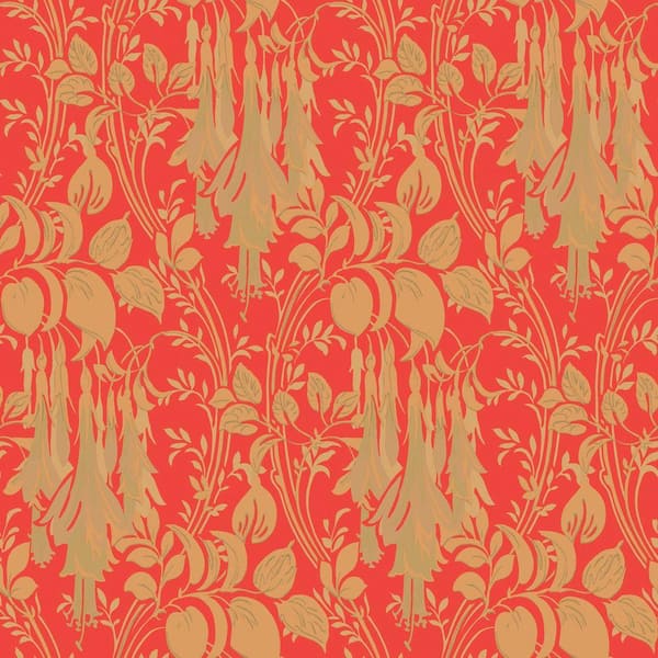 The Wallpaper Company 56 sq. ft. Coral Large Floral Trail Wallpaper