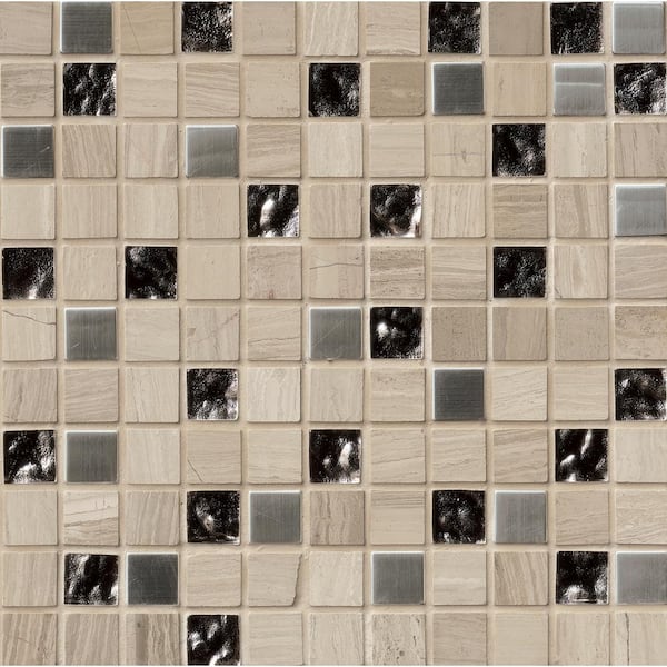 MSI Castle Rock 12 in. x 12 in. x 8mm Glass/Metal/Stone Mesh-Mounted Mosaic Tile (1 sq. ft.)