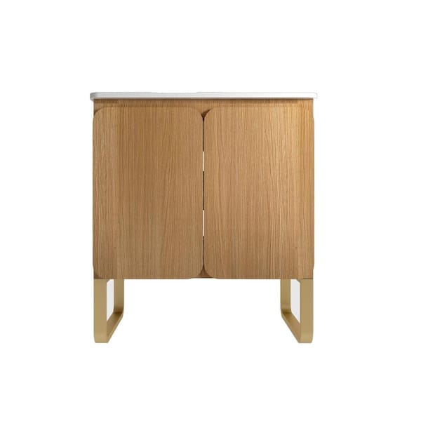 30 in. W Single Sink Freestanding Bath Vanity in Light Oak with White Ceramic Top Unassembled