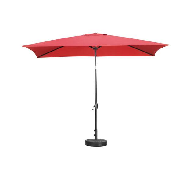 Jushua 9.84 ft. Aluminum Market Crank and Tilt Patio Umbrella in Red without base
