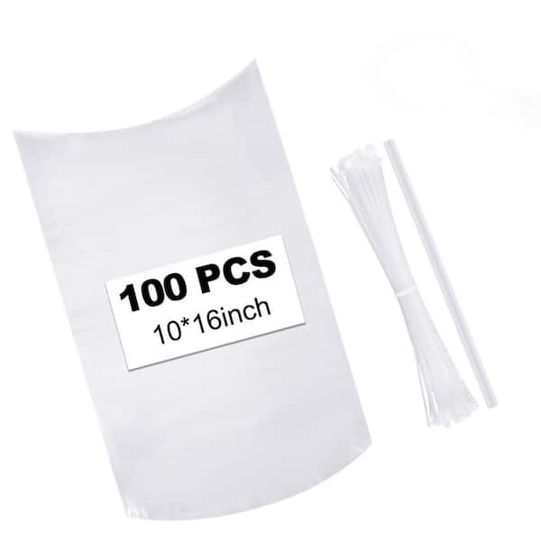 100-Pack 10 in. x 16 in. Poultry Shrink Wrap Bags, Transparent Heat Shrink Bags for Chickens, BPA-free Freezer
