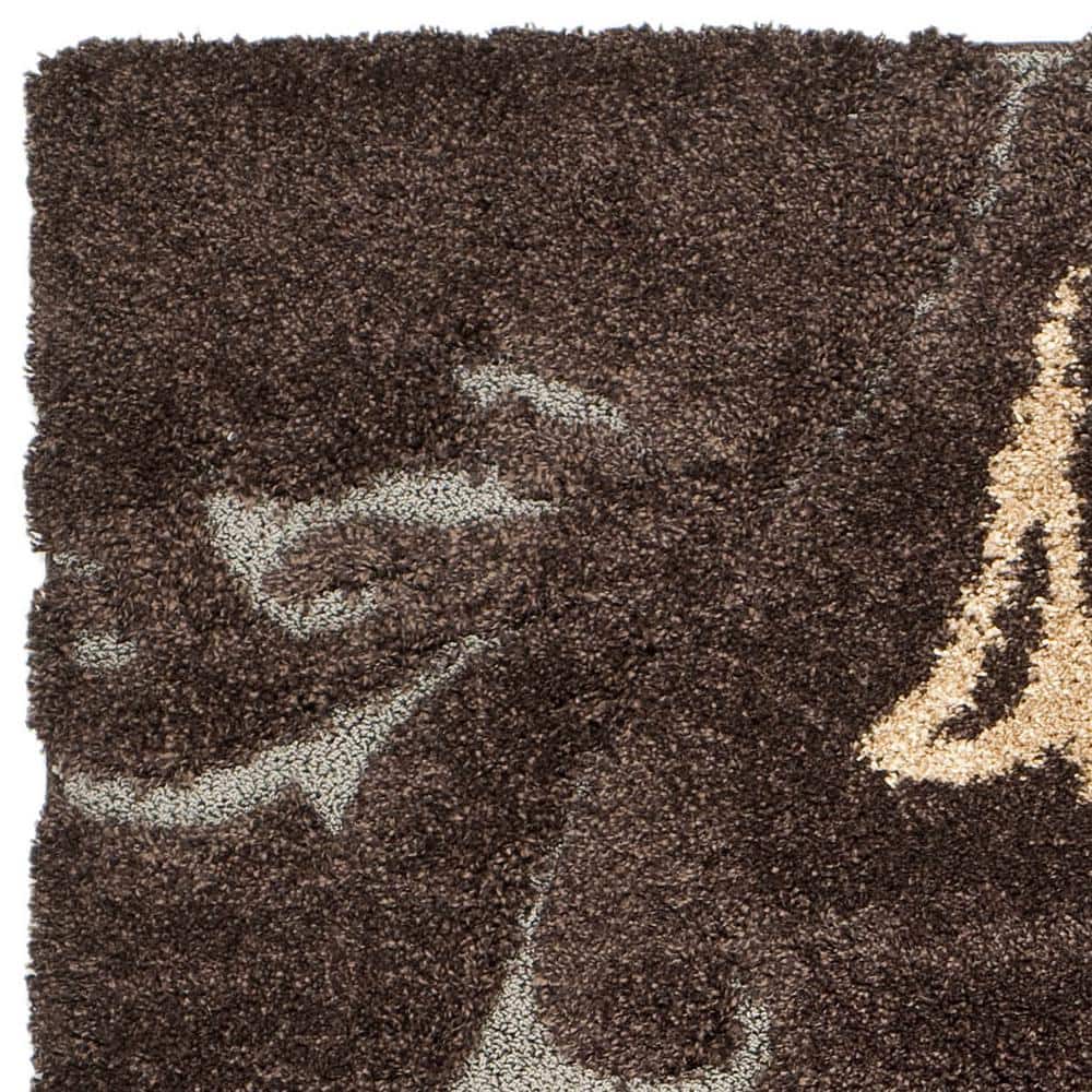 Gray Floral Shag Synthetic 4' x 6' Area Rug