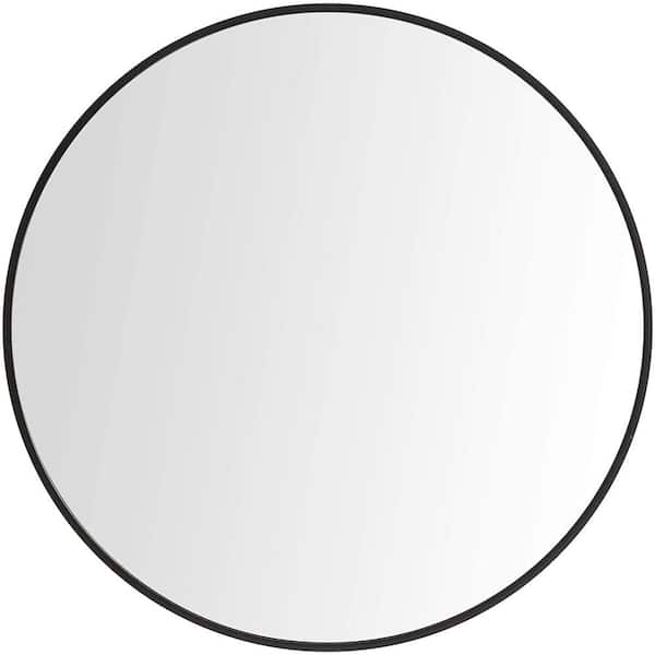 Unbranded 21 in. x 21 in. Black Kiera Grace Beautiful Classic Living Room and Bedroom Round Wall Mirror