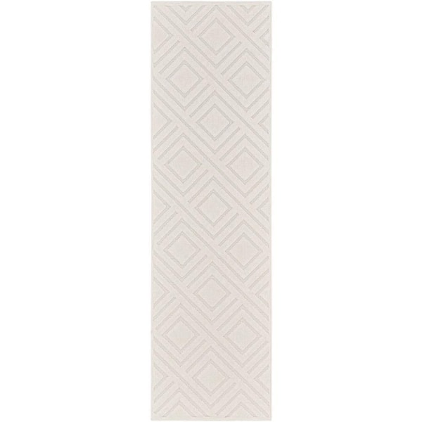 Nourison Casual Ivory 2 ft. x 6 ft. Checker Contemporary Runner Area Rug