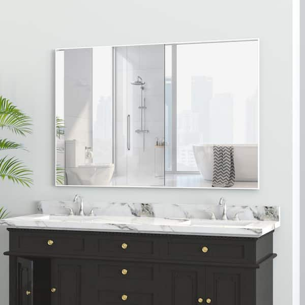 2024 Wall Mirror Rectangle White Hanging Vanity Bathroom Body Shower Door Mounted Sq