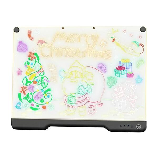 Rechargeable Led Drawing Board For Kids, 11.8*7.9" Dry Erase Board, 4 Modes &7 Colors Glow Doodle Note Board, Include Hanging Chain, 2 Stands, 8 Markers, Spray Bottle, Cleaning Cloth, Valentines Gifts