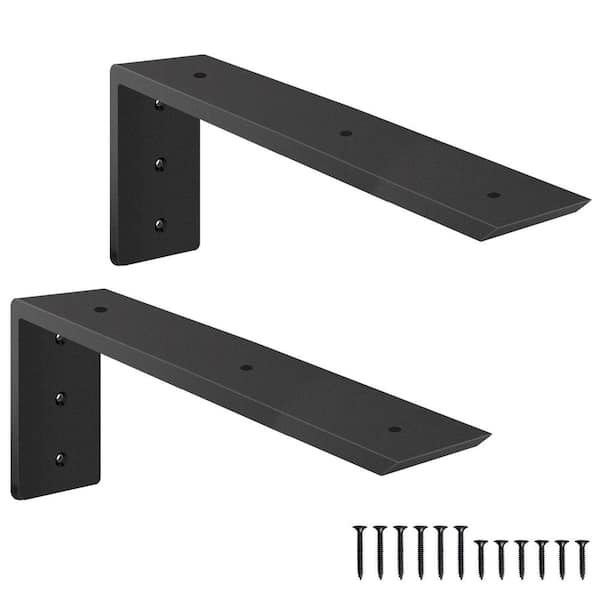 16 in. L Matte Black Heavy Duty Hidden Countertop Support Bracket for Granite Quartz Wood Concrete Laminate 2 Pack