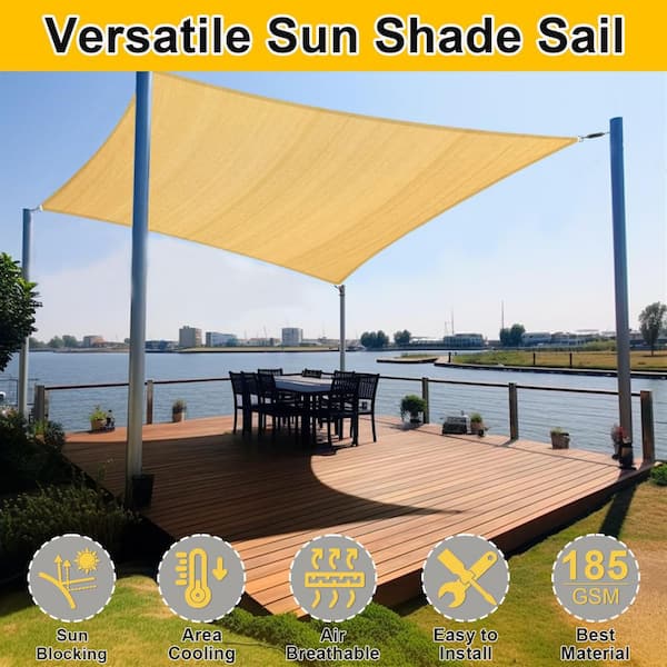 7 ft. x 13 ft. Rectangle Sun Shade Sail - UV Block Canopy for Patio, Garden, Deck, Backyard, and Outdoor Activities