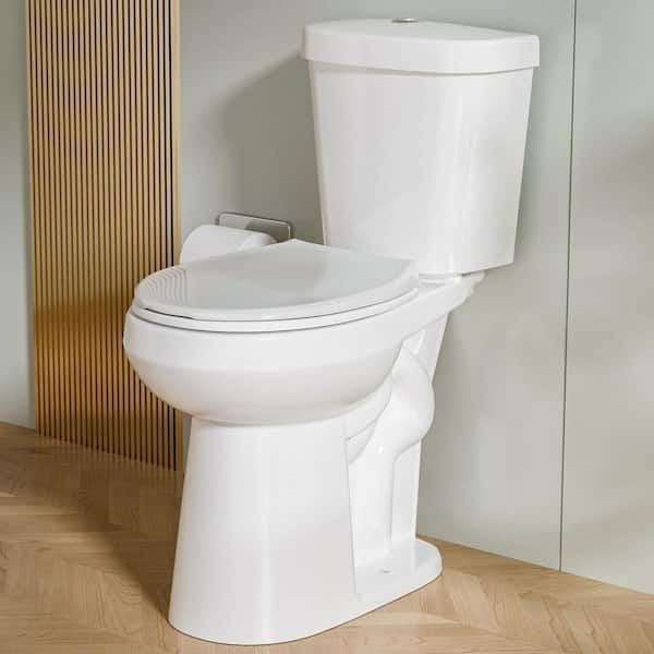 Jasmie Extra Tall Toilet 21 in. 2-Piece Toilet 1.1/1.6 GPF Dual Flush Round High Toilet in White Tall Toilet for Seniors