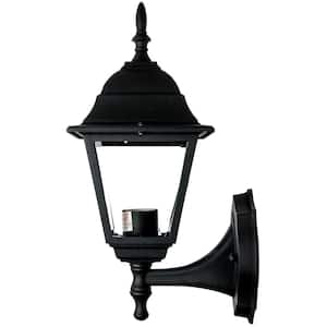 14 in. Black Outdoor Hardwired Wall Lantern Sconce with No Bulbs Included