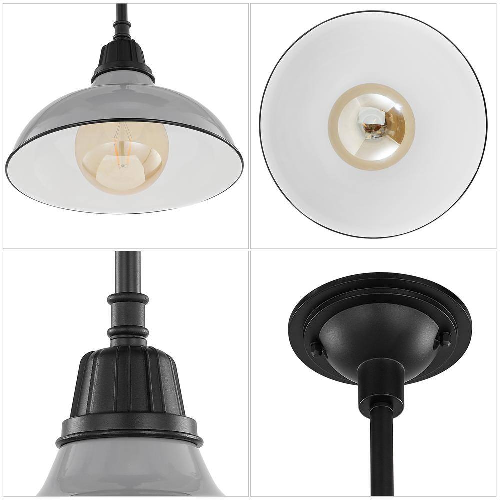 Jasper Vintage Farmhouse 12.25" Gray Iron LED Pendant Light