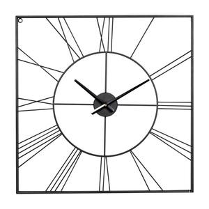 Black Metal Open Frame Square Analog Wall Clock