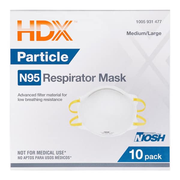 Hdx N95 Respirator Masks M L 10 Pack 9500 N95 The Home Depot