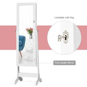 White MDF Glass Jewelry Cabinet Storage Organizer