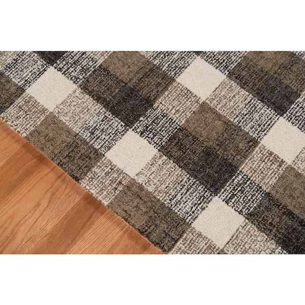 Tartan 9 x 12 Khaki Plaid Pattern Area Rug for High Traffic Living Room Dining Room Bedroom