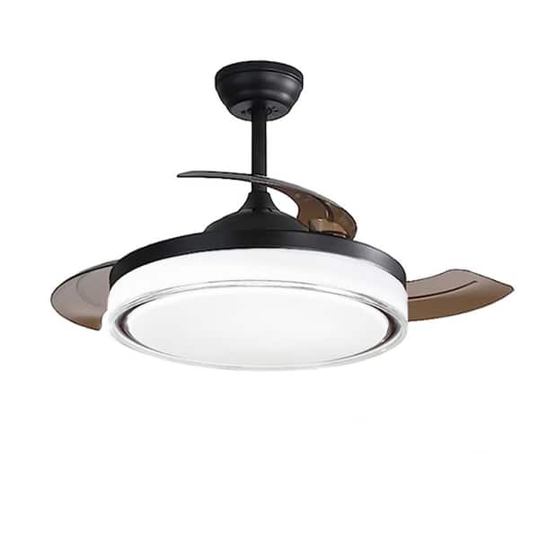 MODERN HABITAT RadiantAir 42 in. Smart Indoor Matte Black Retractable Ceiling Fan with LED Light and Remote Control
