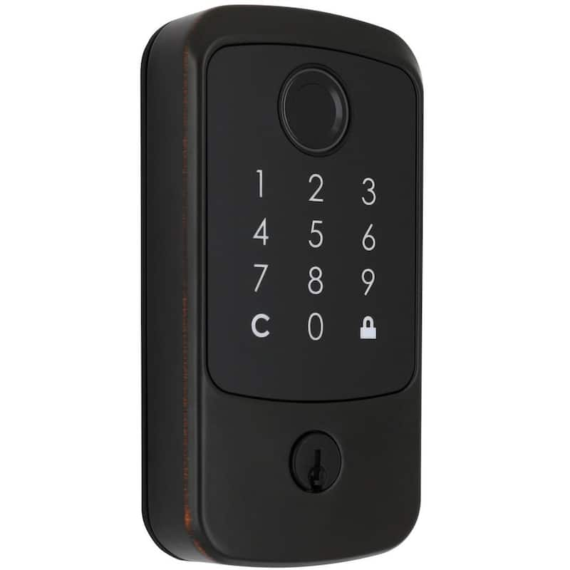 Hubspace Aged Bronze Square Biometric Fingerprint Electronic Touchpad Deadbolt