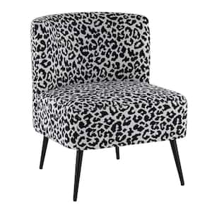 Fran Black Leopard Print & Black Metal Slipper Chair