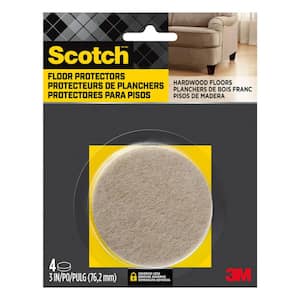 3 in. Beige Round Surface Protection Felt Floor Pads (4-Pack)