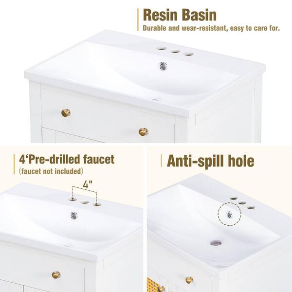 24 Bathroom Vanity With Single Undermount Sink, Combo Storage Cabinet With  Pull-out Footrest White-modernluxe : Target