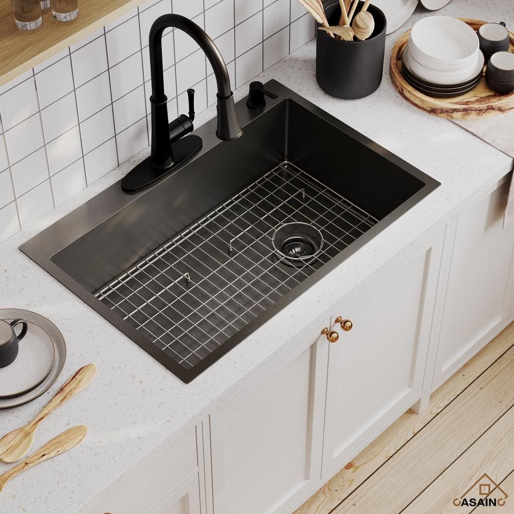 33" Gunmetal Black Stainless Steel Farmhouse Kitchen Sink