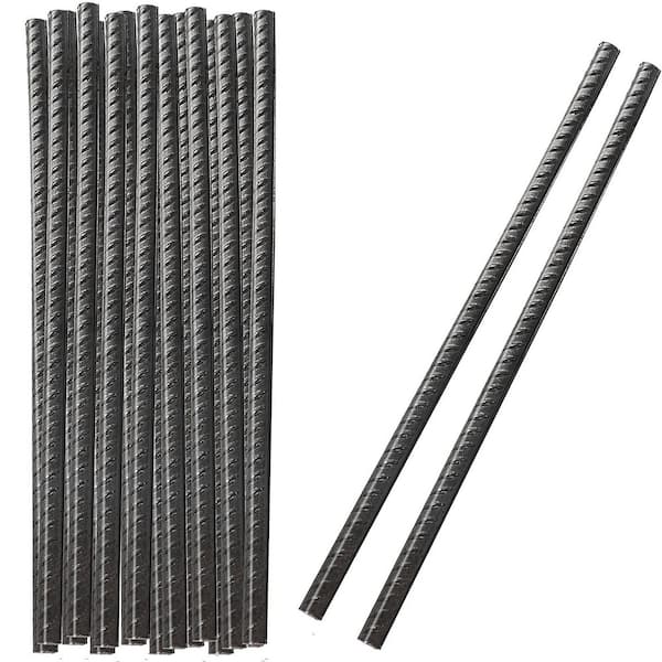 NVNOO 3/8 in. x 12 in. Black Metal Ground Rebar Stakes for Concrete Forming, Camping Tent, Plant Stakes (20-Pack)