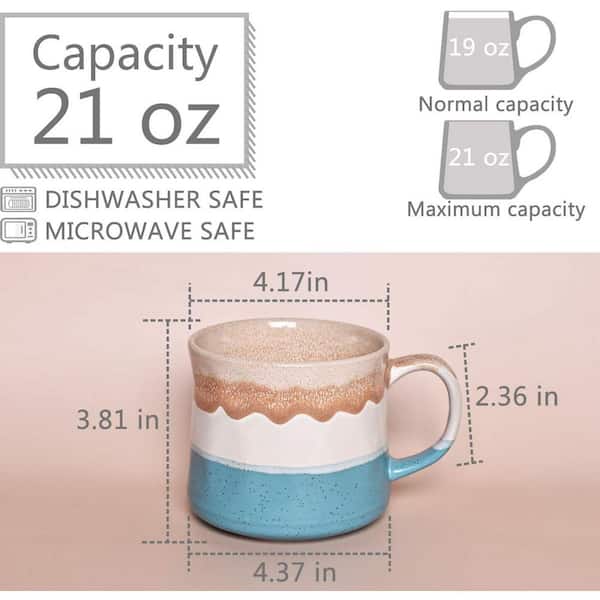 6 Pack of Oversized Dishwasher Safe 13.5 Oz. Glass Mugs, Clear