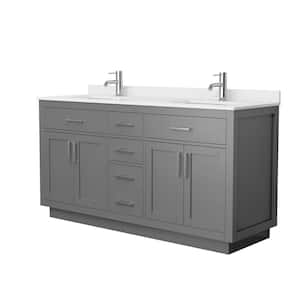 Beckett TK 66 in. W x 22 in. D x 35 in. H Double Bath Vanity in Dark Gray with Brushed Nickel Trim Giotto Quartz Top