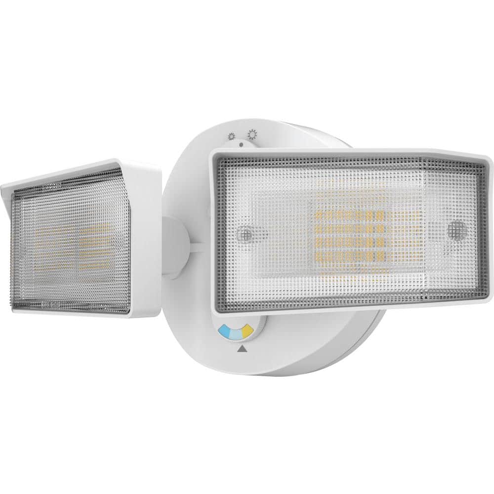White Dual Head LED Outdoor Security Flood Light