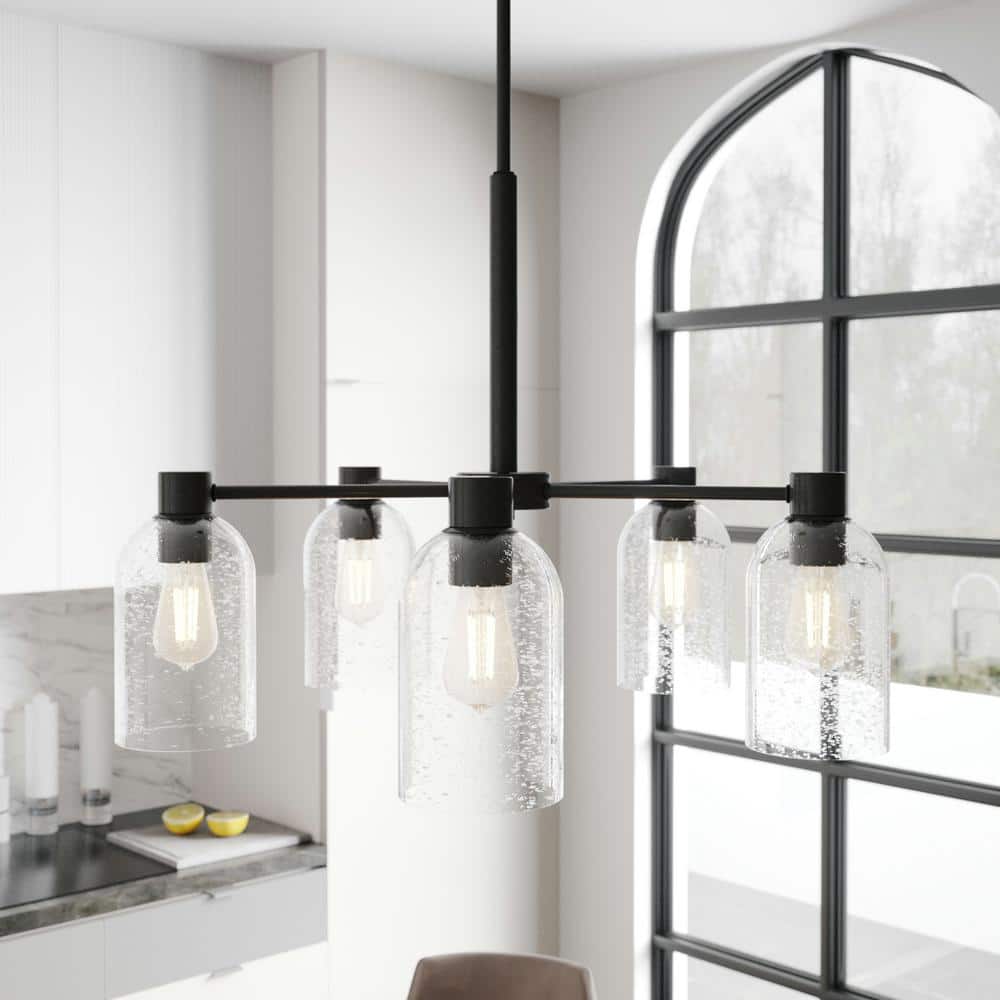 Lochemeade 5 Light Noble Bronze Chandelier with Seeded Glass Shades Kitchen Light price history on PriceWatchPro