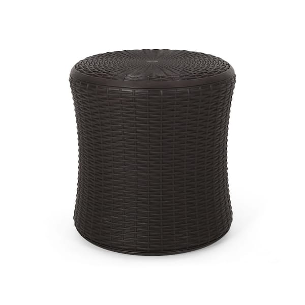 HOTEBIKE 19.25 in. Dark Brown Polypropylene Outdoor Storage Side Table