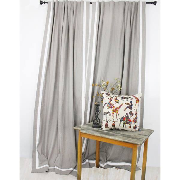 American Colors Brand 108 in. L Ivory with Natural Trimmed Curtain Panel