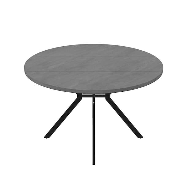 Mayra 120cm dimeter round aged metal dining table (seats 6), gun metal,  Am.Pm