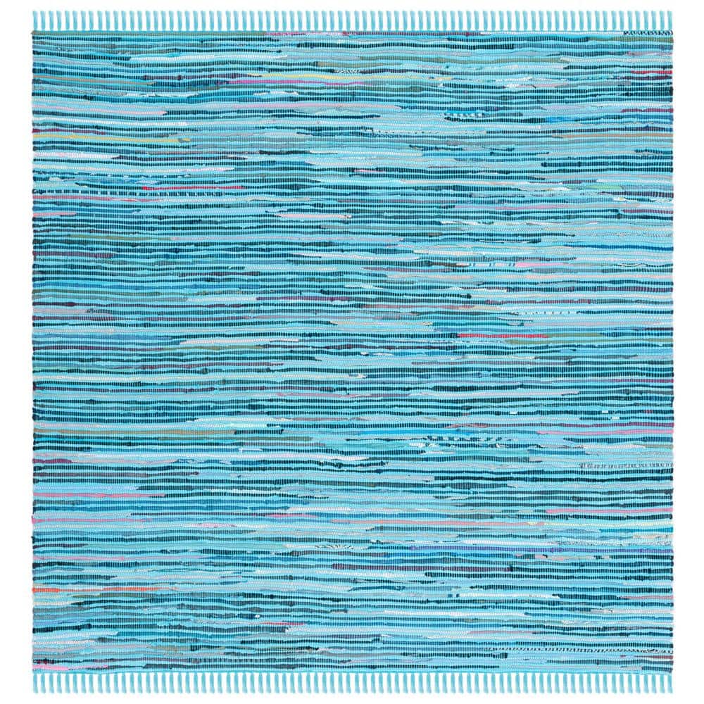 SAFAVIEH Rag Rug Turquoise/Multi 3 ft. x 4 ft. Striped Speckled