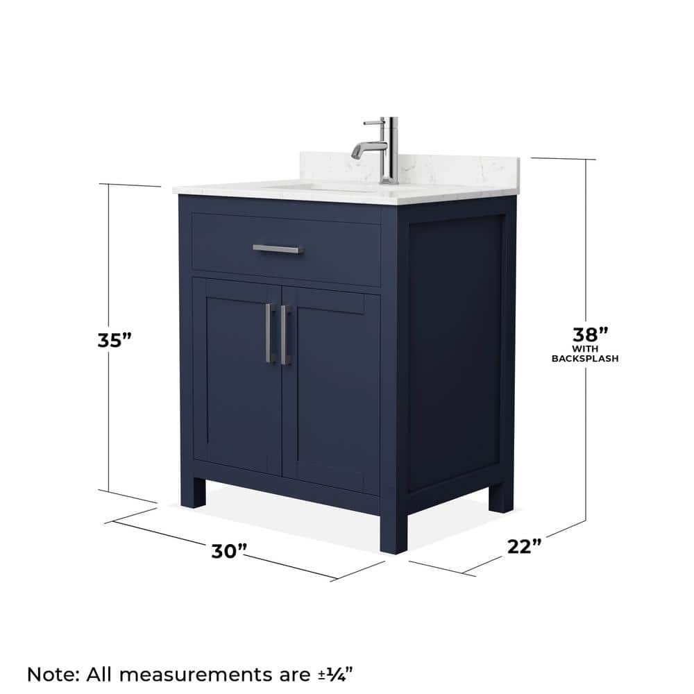 Beckett 30" Dark Blue Freestanding Single Bathroom Vanity with Marble Top