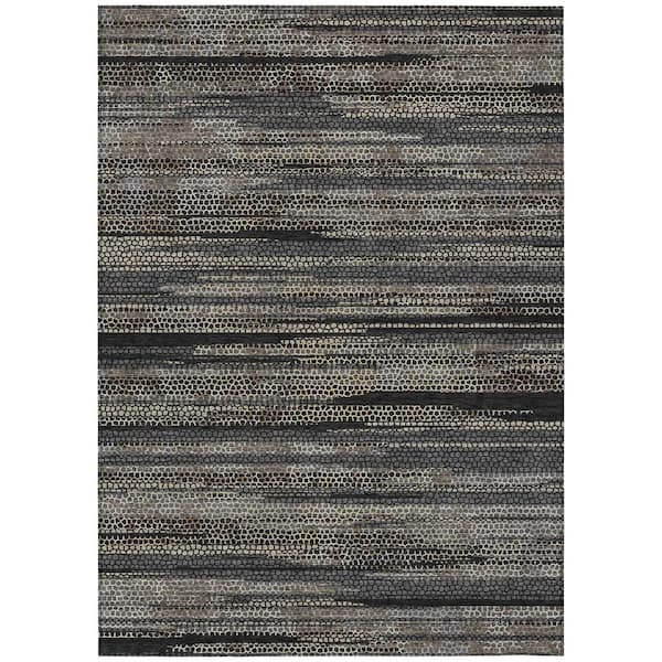 Chantille Machine Washable Indoor/Outdoor Abstract ACN3115 Black 3 ft. x 5 ft. Area Rug