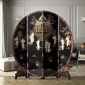 6 ft. Black 4-Panel Royal Ladies Round Room Divider