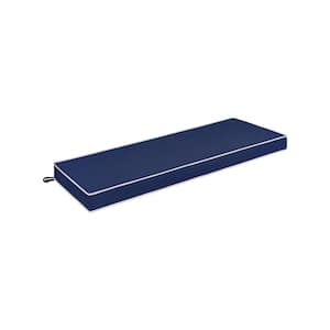 48 in. x 17 in. 1-Piece Universal Outdoor Bench Cushion in Navy with Linen Piping (1-Pack)