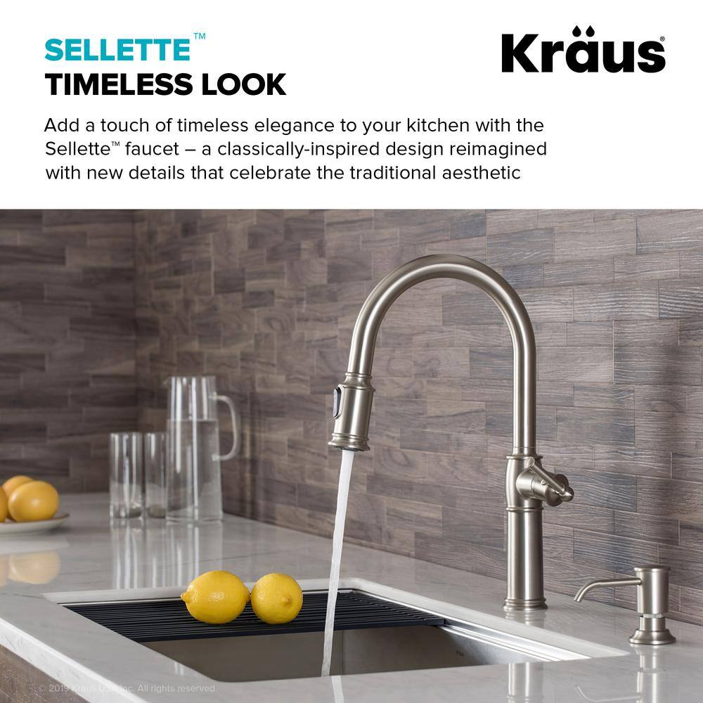 Sellette Spot Free Stainless Steel Pull-Down Kitchen Faucet with Soap Dispenser