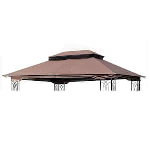 13 ft. x 10 ft. Patio Double Roof Gazebo Replacement Canopy, Top Fabric Only, Brown