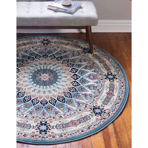 Narenj Adams Blue 10' 0 x 10' 0 Round Rug