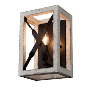 9.75 in. 1-Light Rustic Modern Wall Sconce with Standard Shade