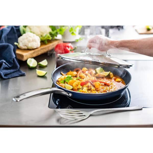 12 Blue Diamond Cookware Ceramic Nonstick Frying Pan with Lid 